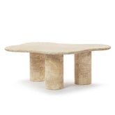 Luxury Design Elyse Freeform Stone Coffee Table with Tri Cylinder Base Travertine Coffee Tables